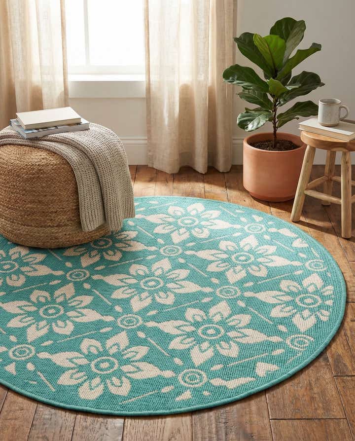 3' x 3' Easy-Clean Lattice Indoor / Outdoor Round Rug