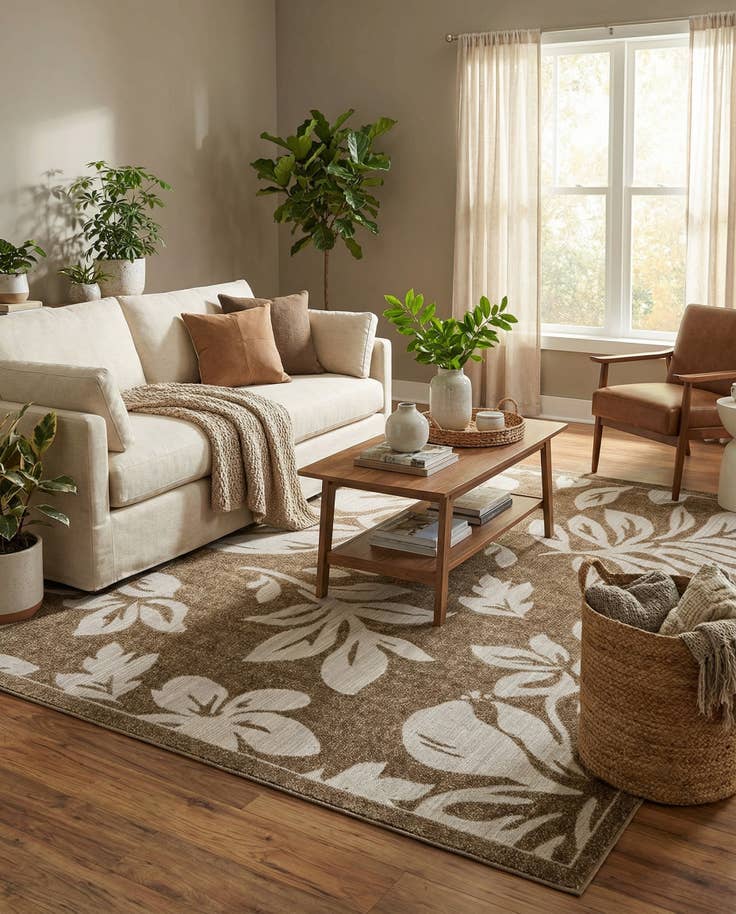 Detail image of 8' x 10' Easy-Clean Botanical Indoor / Outdoor Rug