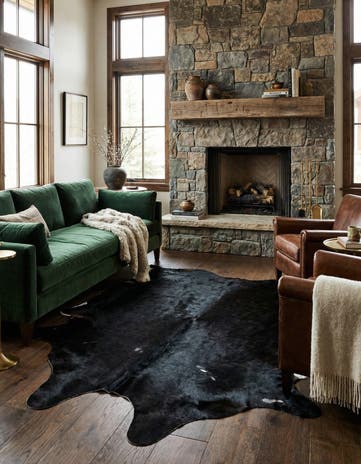 5' x 5' 8 Cowhide Leather Freeform Rug