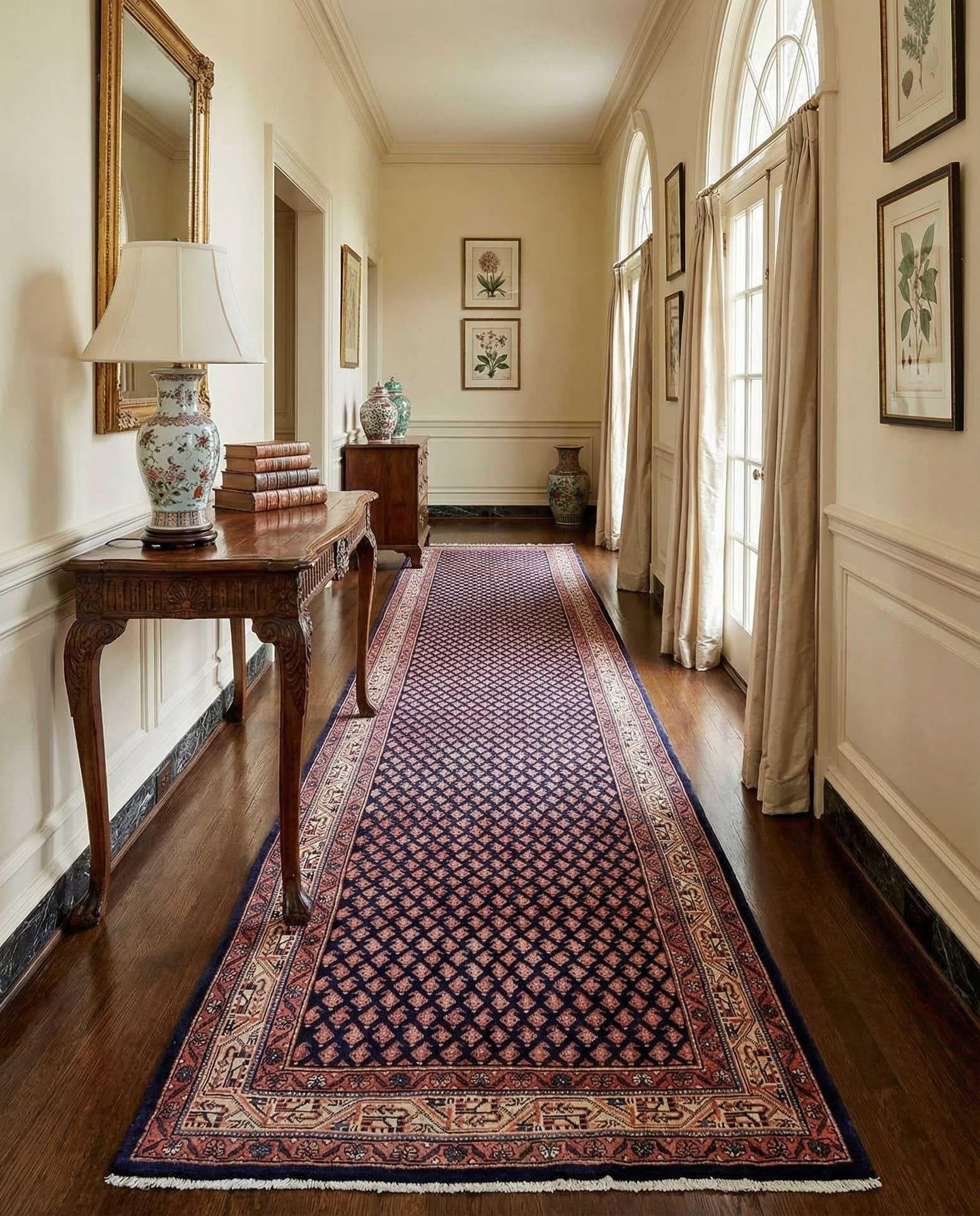 120cm x 310cm Hand Knotted Farahan Persian Wool Runner Rug
