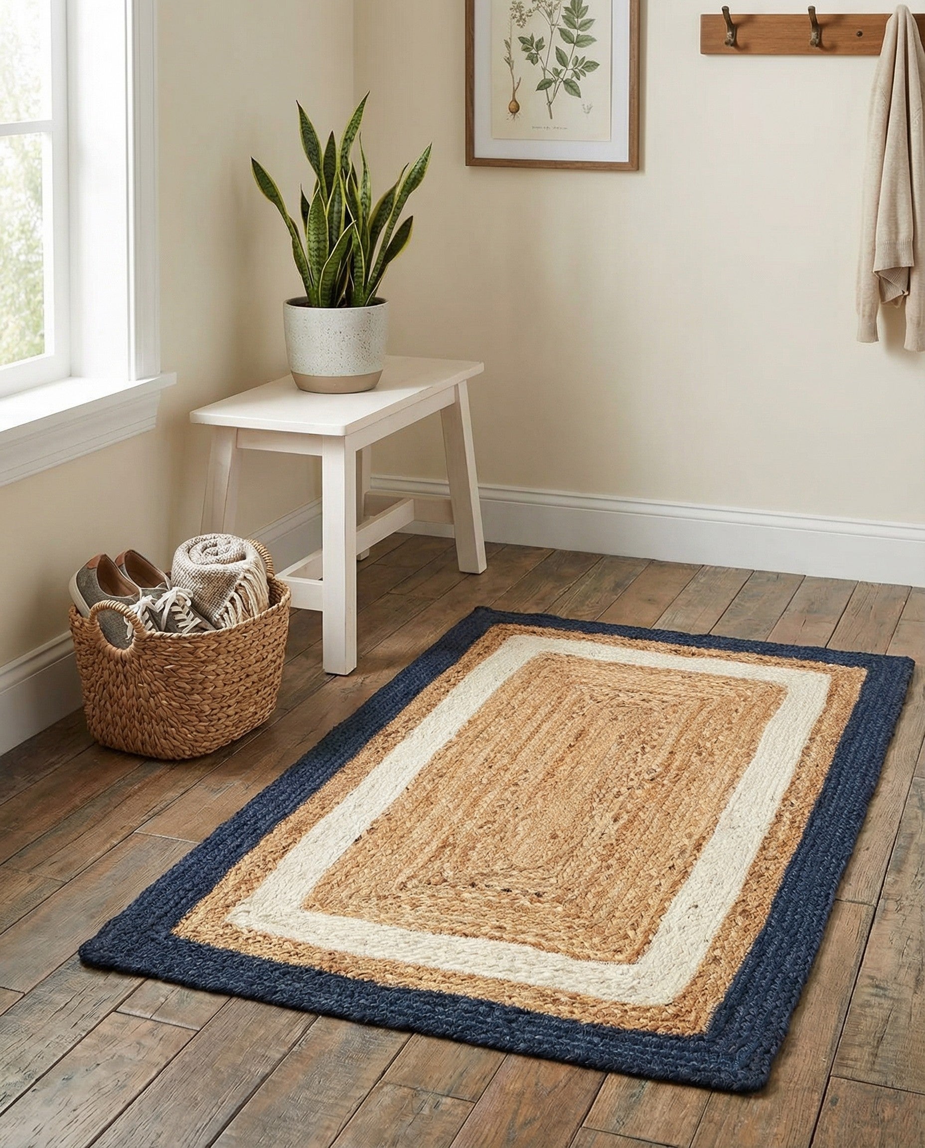  2' x 3' 1  Hand Braided Jute Rug