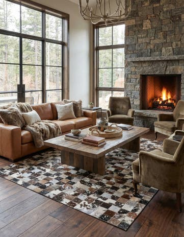 5' x 8' Cowhide Leather Rug