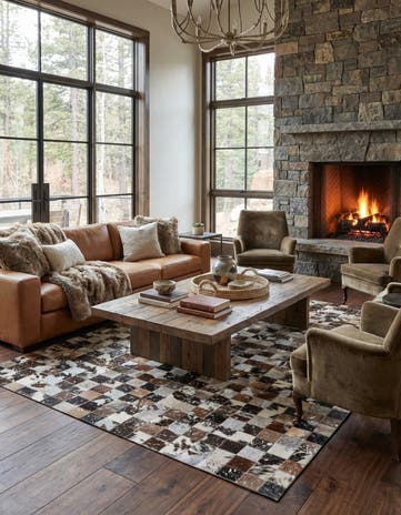 5' x 8' Cowhide Leather Rug