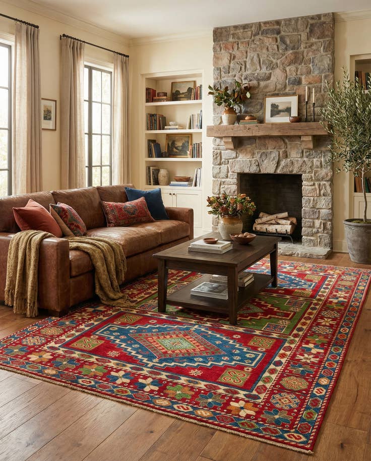 Detail image of 6' x 9' Hand Knotted Kazak Rug