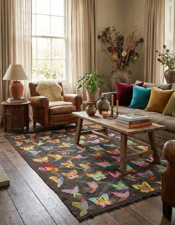 5' 5 x 7' 9 Hand Woven Kilim Suzani Wool Rug