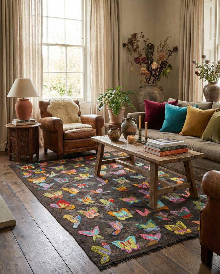 5' 5 x 7' 9 Hand Woven Kilim Suzani Wool Rug