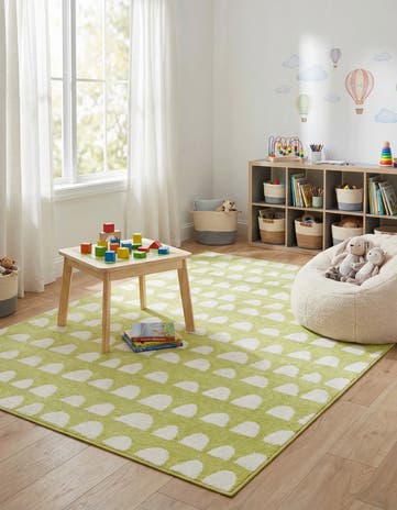Pastel Green Whimsy Kids Rug
