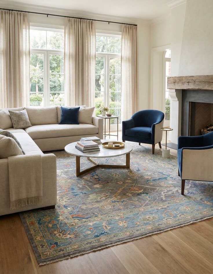 Detail image of  8' 2 x 8' 3  Hand Knotted Oushak Wool Square Rug