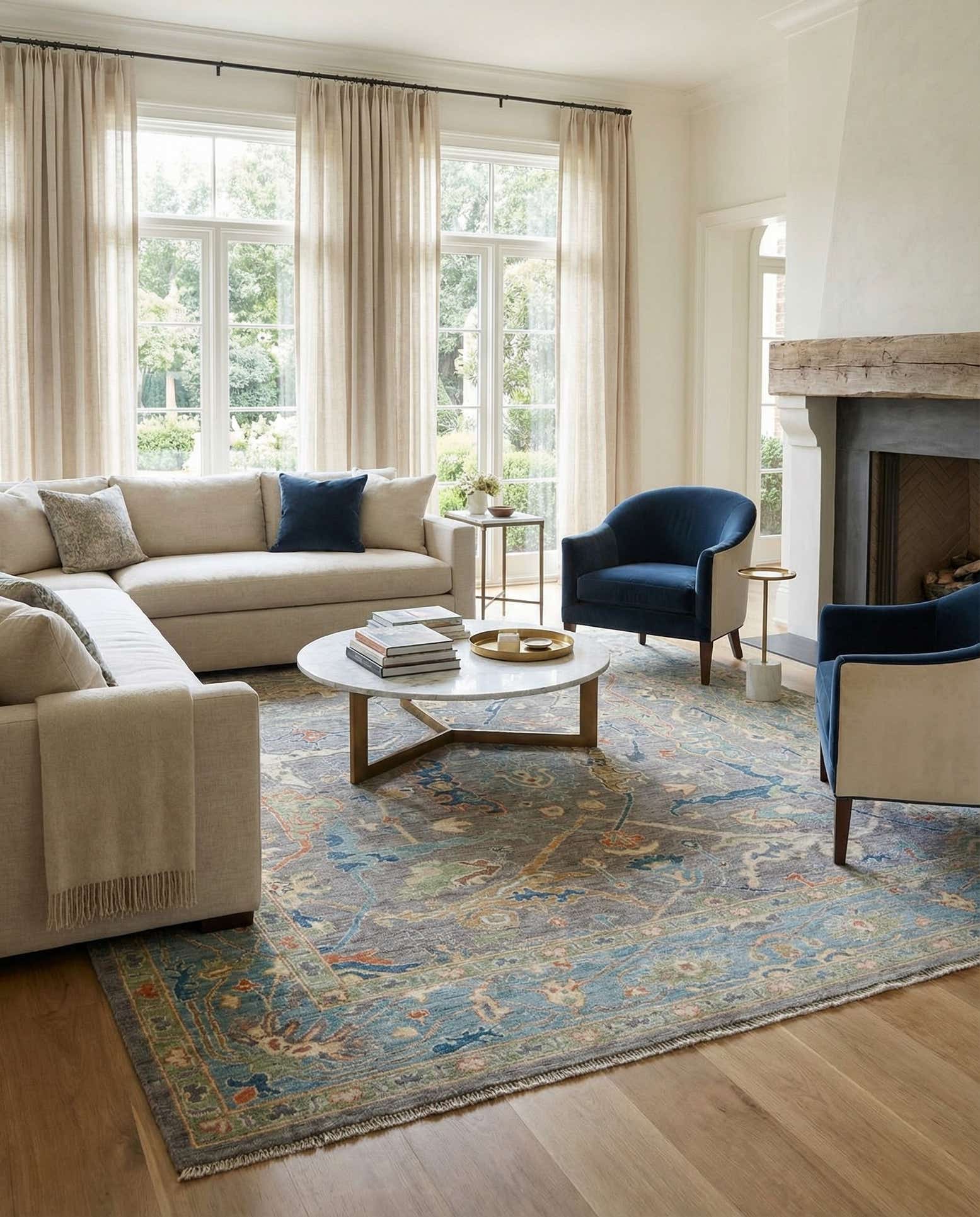 8' 2 x 8' 3 Hand Knotted Oushak Wool Square Rug