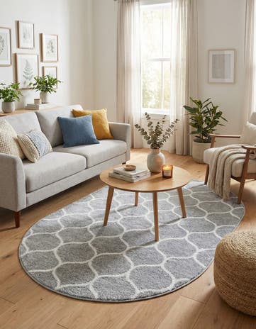 4' x 6' Lattice Frieze Oval Rug