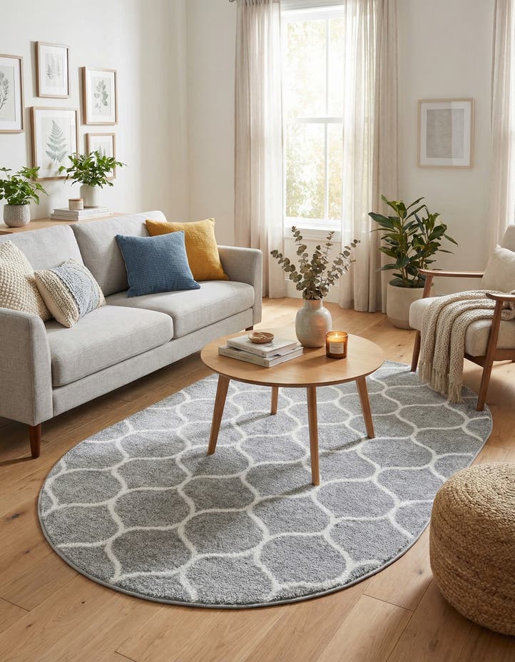 4' x 6' Lattice Frieze Oval Rug