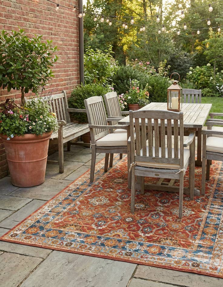 Detail image of 6' x 9'  Washable Traditional Indoor / Outdoor Rug