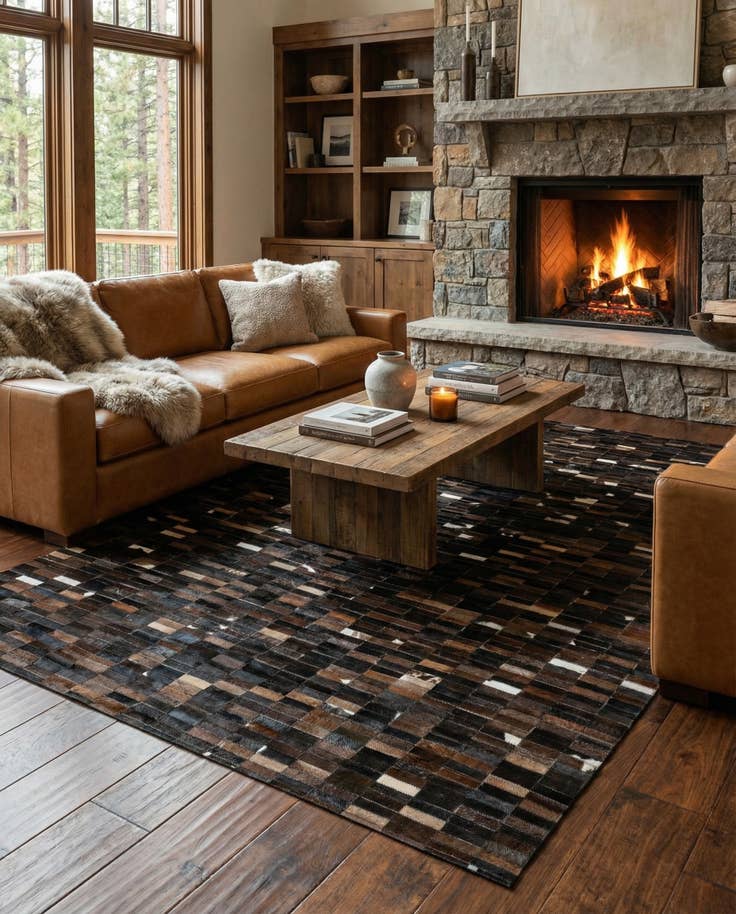 Detail image of 5' 2 x 8' Cowhide - Patchwork Rug