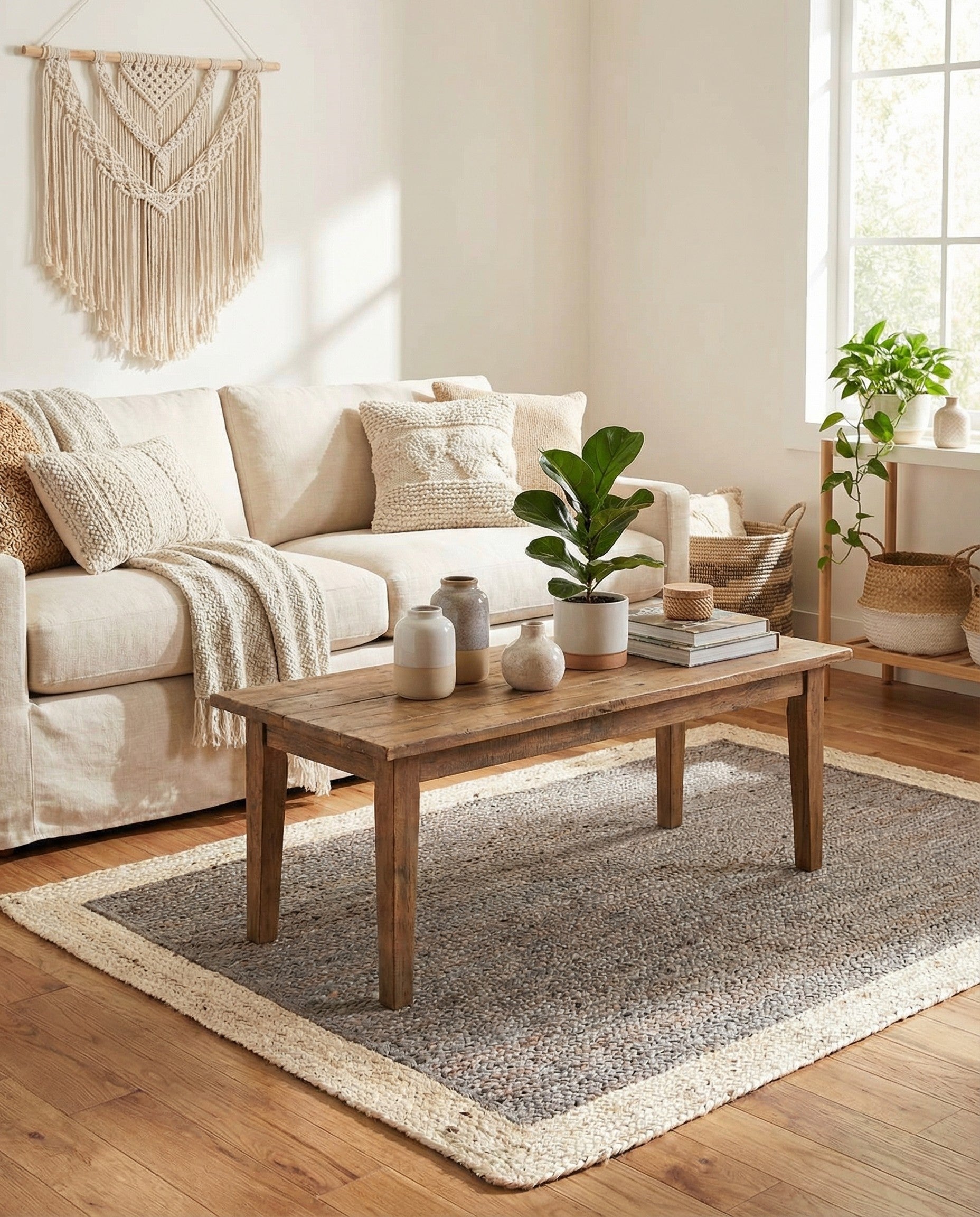  4' 1 x 6' 1  Hand Braided Jute Rug