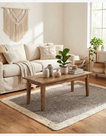 Gray and White Handmade Braided Jute Rug