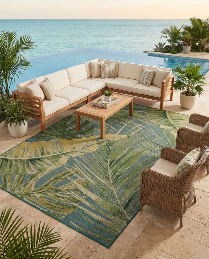 240cm x 305cm Facile à nettoyer Botanical Tapis Intérieur / Extérieur