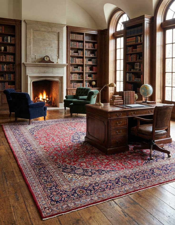 Detail image of 9' 8 x 12' 8  Hand Knotted Mashad Persian Wool Rug