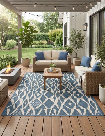 Blue Easy-Clean Baja Indoor / Outdoor Rug