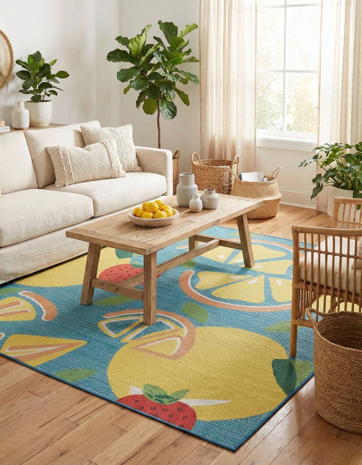 Detail image of 7' 10 x 7' 10  Washable Baja Indoor / Outdoor Square Rug