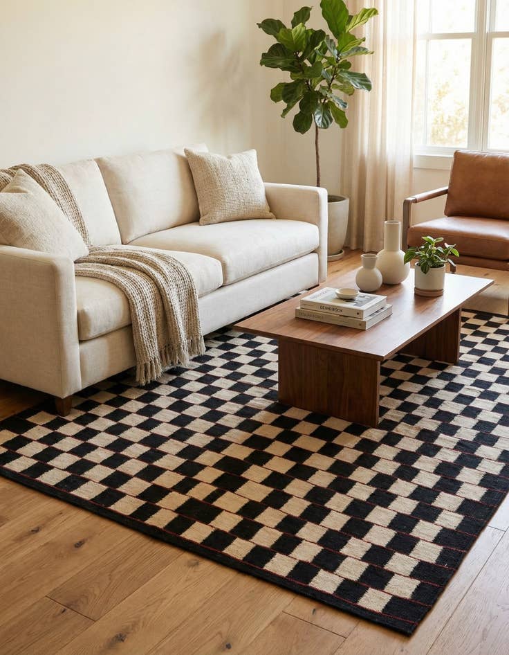 Detail image of 4' 11 x 6' 5  Hand Woven Kilim Modern Wool Rug