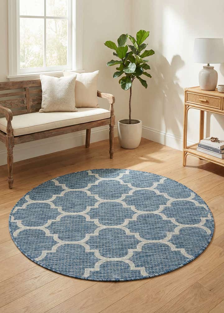 4' x 4' Easy-Clean Trellis Indoor / Outdoor Round Rug