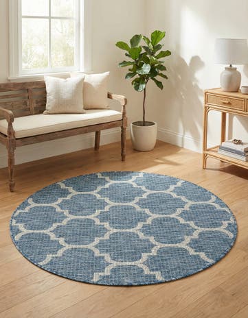 4' x 4' Easy-Clean Lattice Indoor / Outdoor Round Rug
