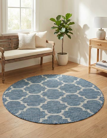 4' x 4' Easy-Clean Lattice Indoor / Outdoor Round Rug