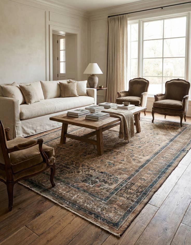 Detail image of 7' x 10' 4  Hand Knotted Ultra Vintage Persian Wool Rug