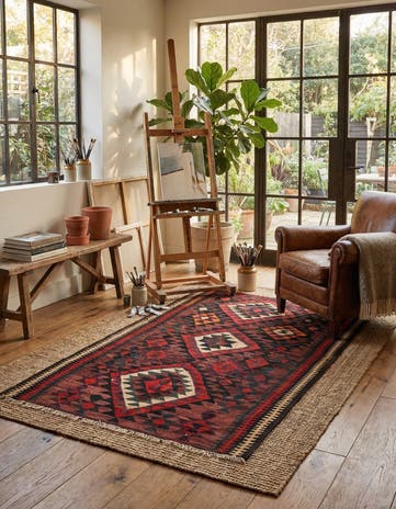 4' 9 x 7' 9 Hand Woven Kilim Fars Wool Rug