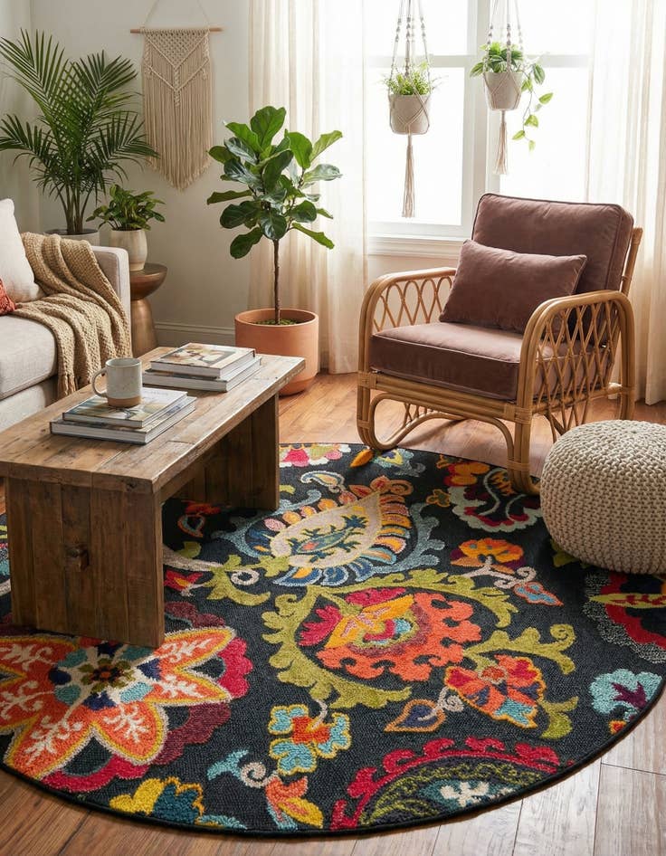 Detail image of  6' x 6'  Washable Casablanca Indoor / Outdoor Round Rug