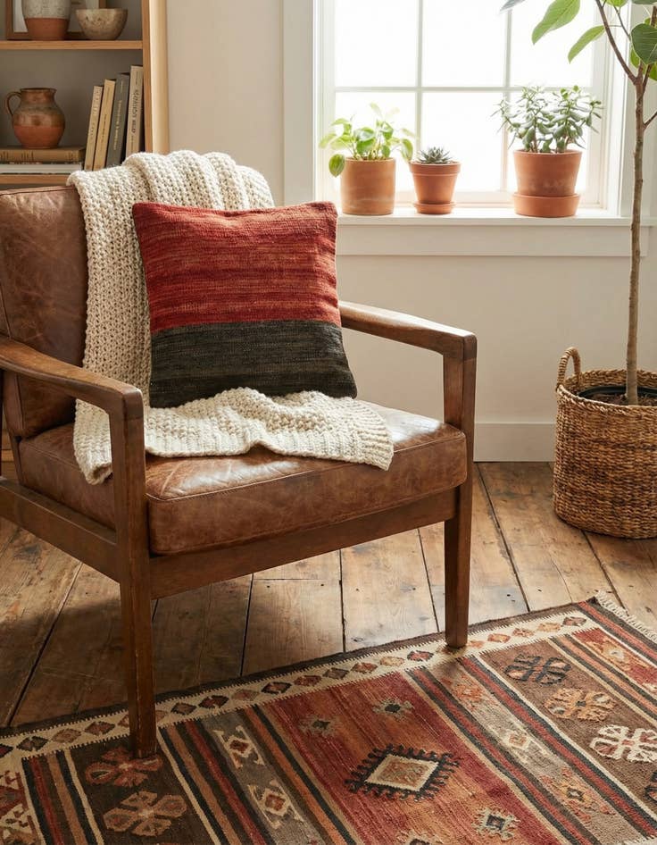 Detail image of  1' 5 x 1' 6  Hand Woven Pillow Wool Square Rug