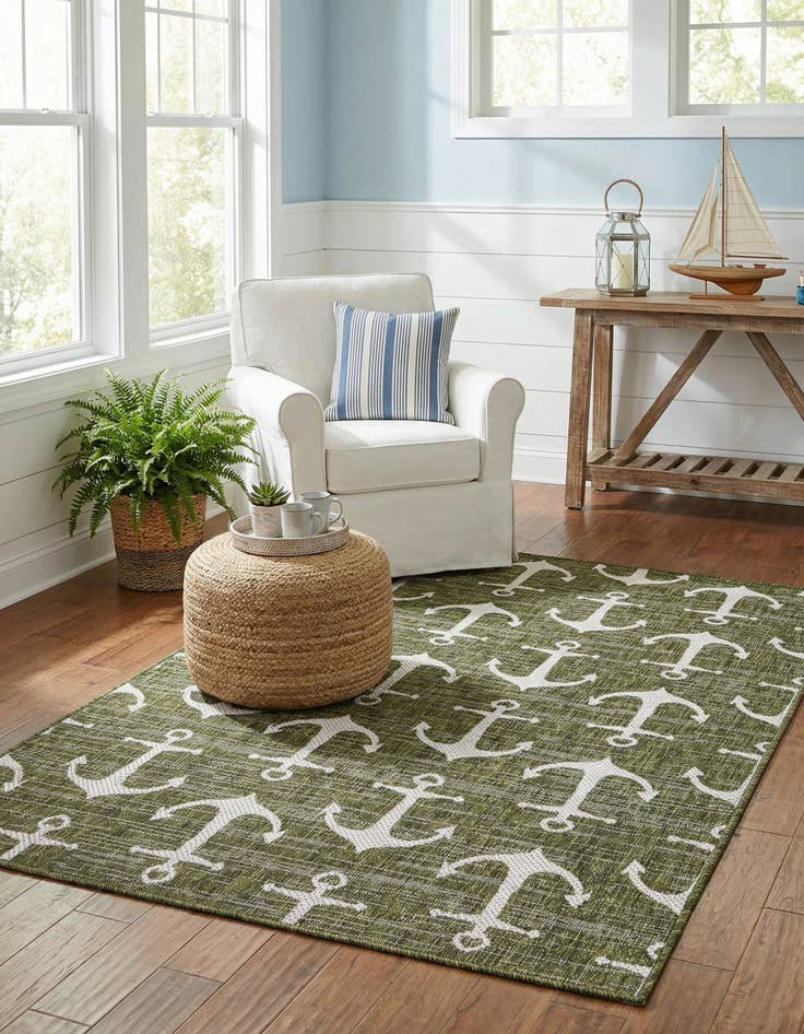 Detail image of 4' x 6'  Washable Coastal Indoor / Outdoor Rug