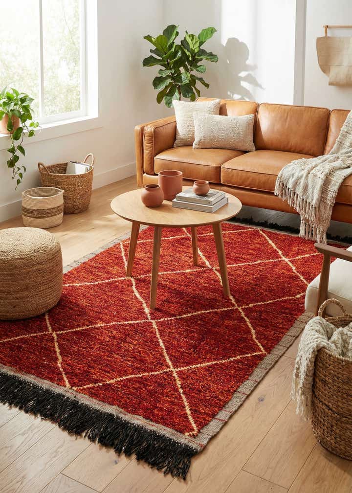 4' 2 x 6' 5 Hand Knotted Moroccan Wool Rug
