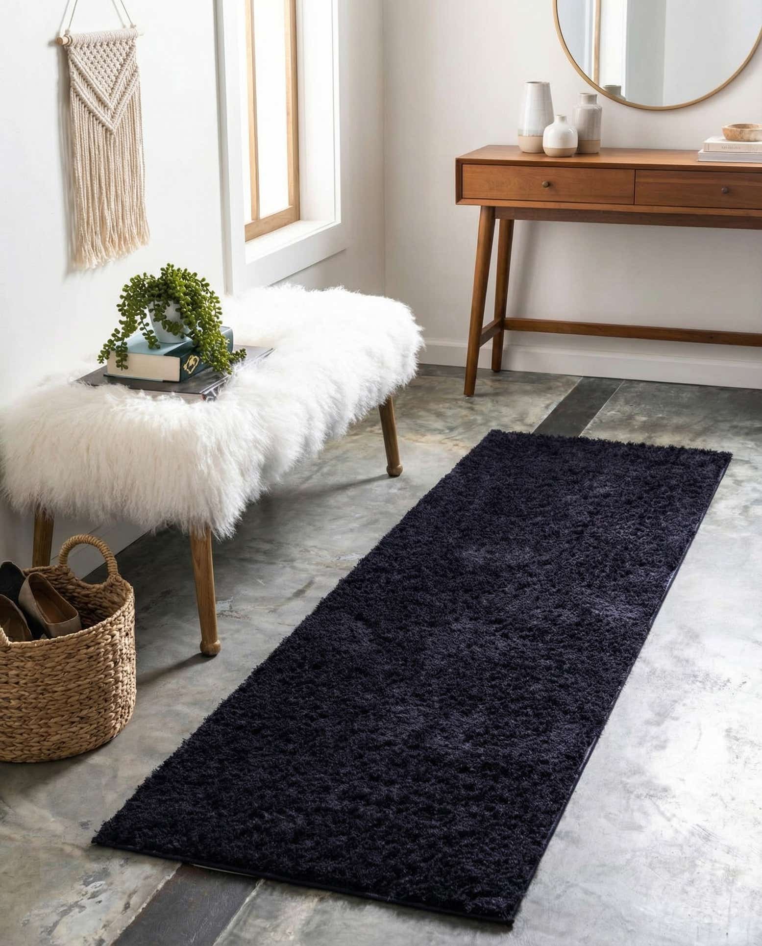 2' x 6' 9 Studio Solid Shag Runner Rug