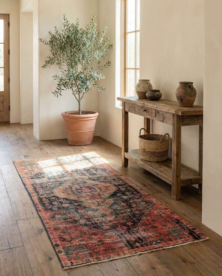 3' 8 x 8' Hand Knotted Ultra Vintage Persian Wool Runner Rug