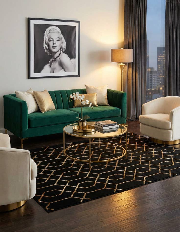 Detail image of 5' 3 x 7'  Marilyn Monroe™ Glam Trellis Rug