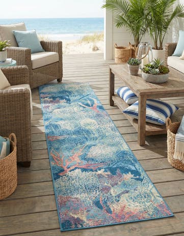 2' 7 x 10' Easy-Clean Coastal Indoor / Outdoor Runner Rug