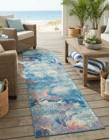 2' 7 x 10' Easy-Clean Coastal Indoor / Outdoor Runner Rug