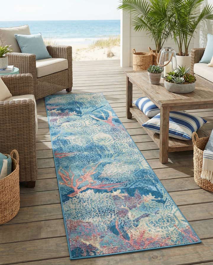 2' 7 x 10' Easy-Clean Coastal Indoor / Outdoor Runner Rug