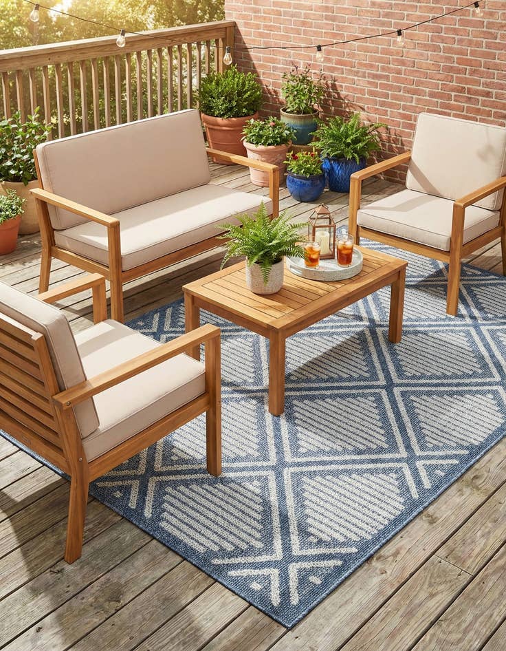 Detail image of  5' 3 x 8'  Washable Lattice Indoor / Outdoor Rug