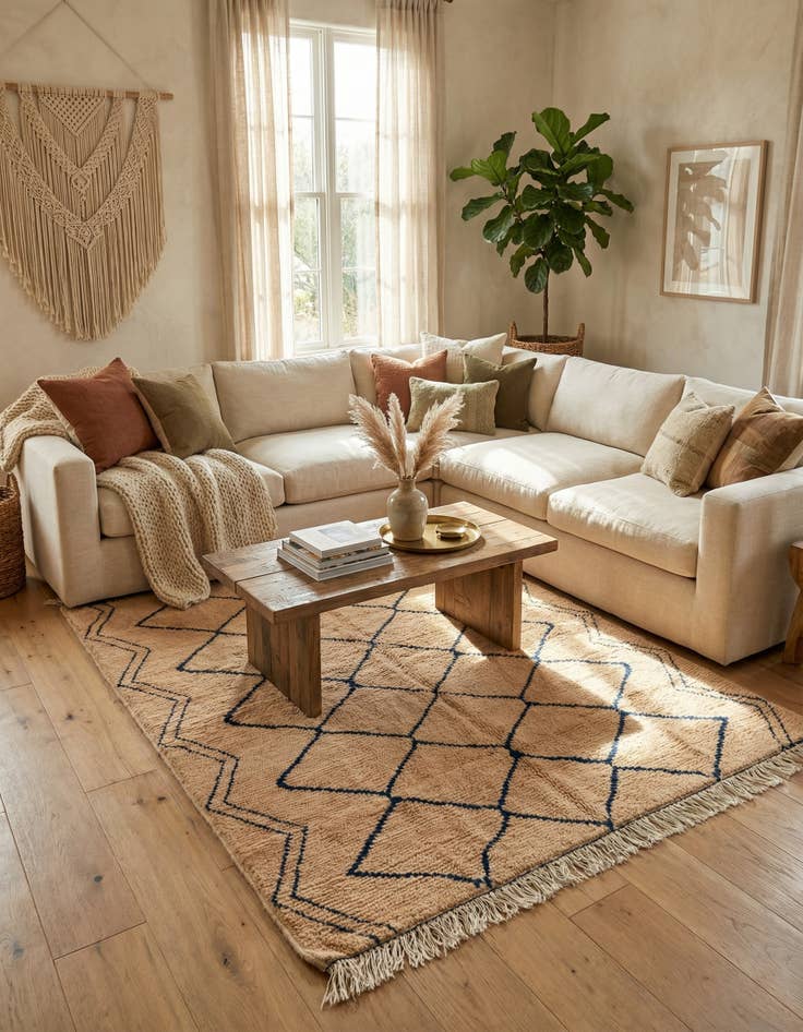 Detail image of 5' 2 x 7' 1  Hand Knotted Moroccan Wool Rug