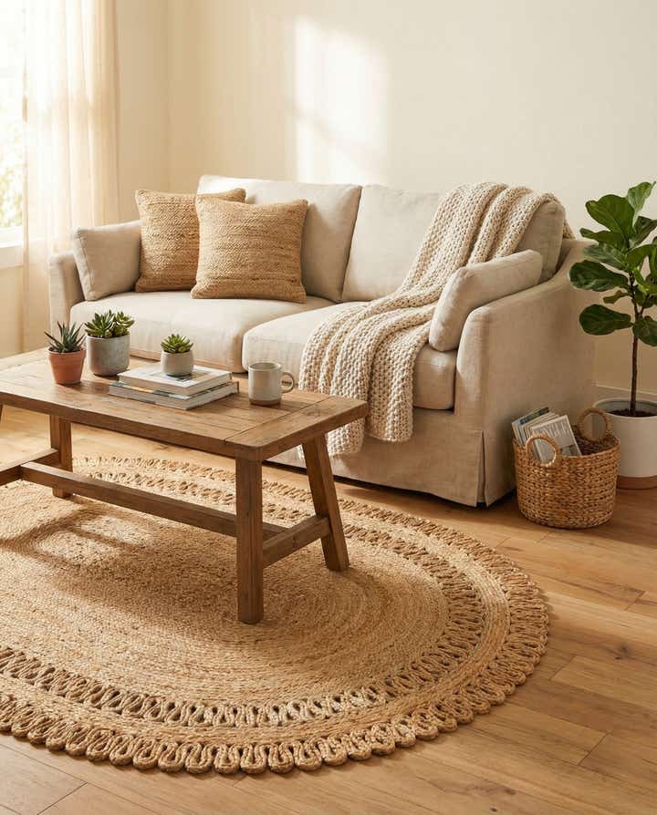 125cm x 185cm Handgefertigt Braided Jute Oval Teppich