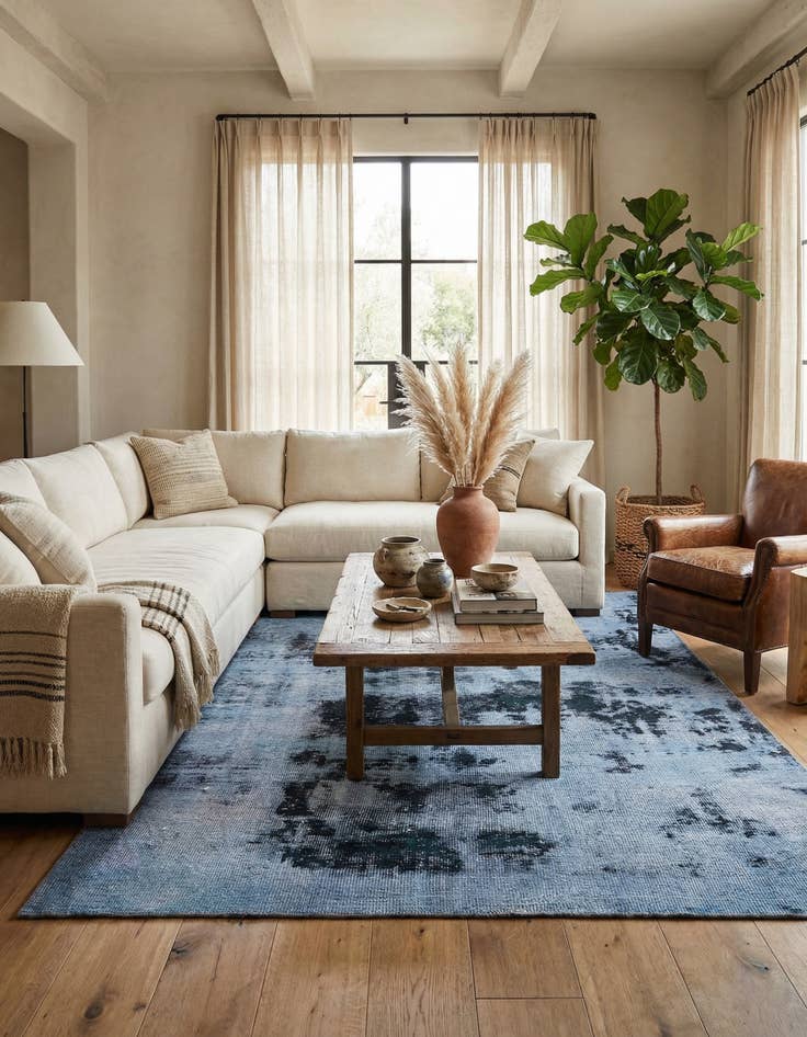 Detail image of 4' 9 x 9'  Hand Knotted Ultra Vintage Persian Wool Rug