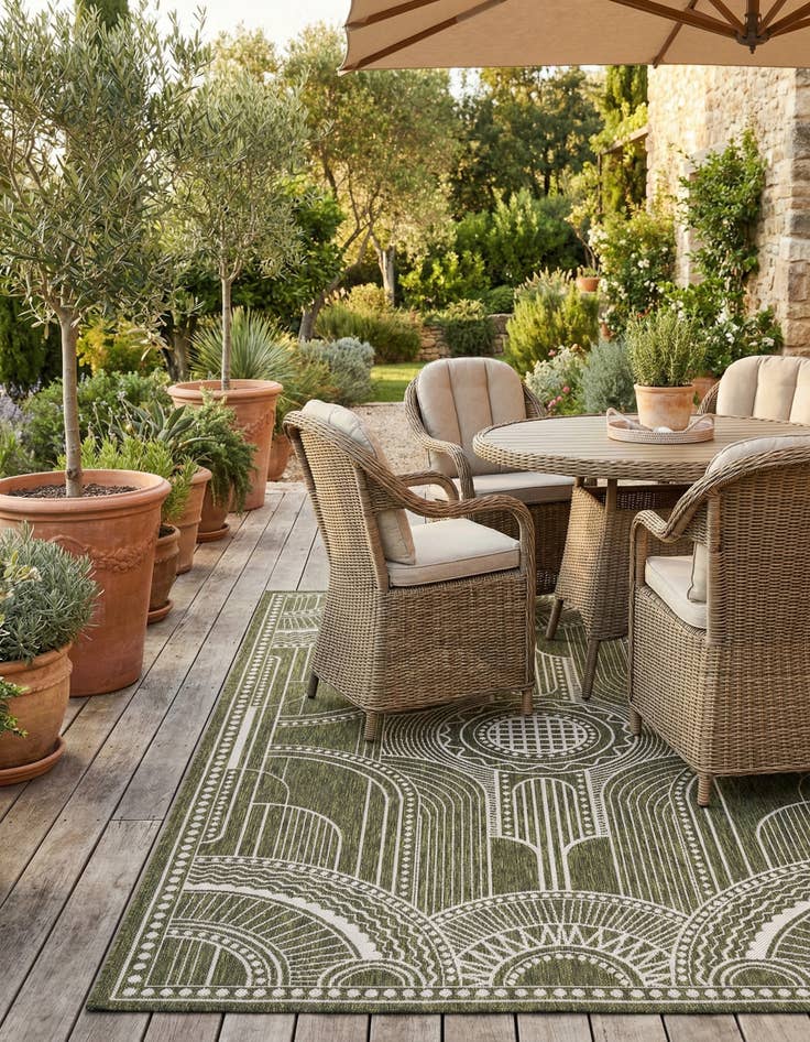 Detail image of  5' 3 x 8'  Washable Traditional Indoor / Outdoor Rug