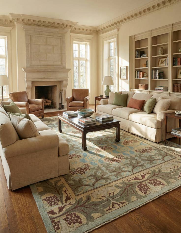 Detail image of 11' 2 x 15' 2  Hand Knotted Oushak Wool Rug