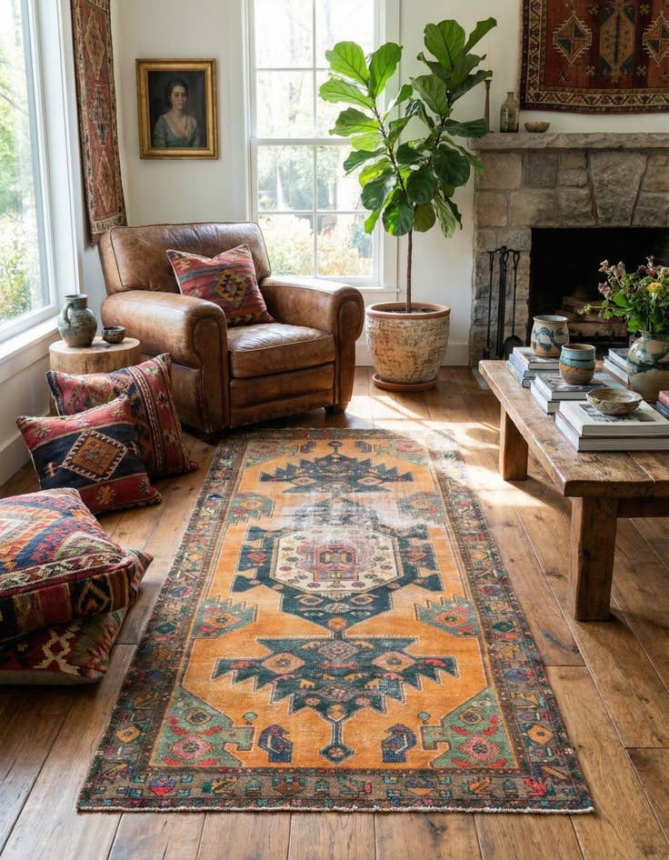 Detail image of 3' 8 x 8' 11 Hamedan Rug