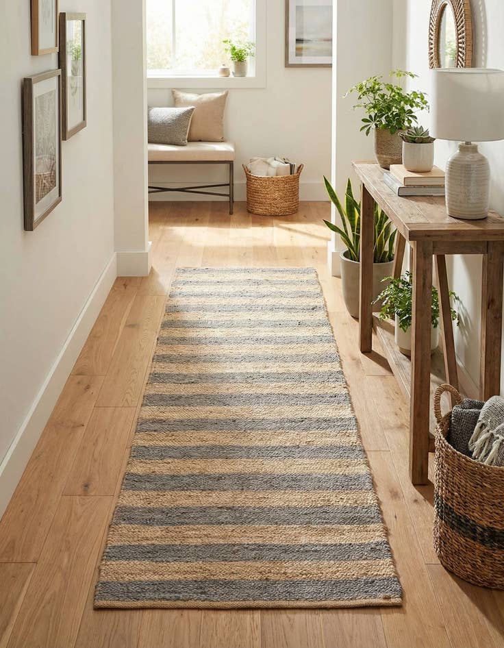 Detail image of  2' 7 x 10'  Hand Braided Jute Runner Rug