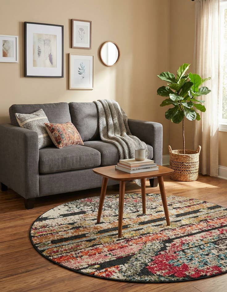 Detail image of 3' x 3'  Washable Casablanca Indoor / Outdoor Round Rug