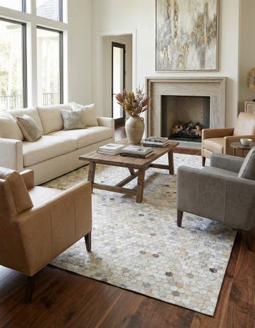 8' 1 x 9' 9 Cowhide Leather Rug