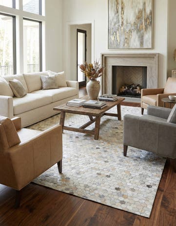 8' 1 x 9' 9 Cowhide Leather Rug